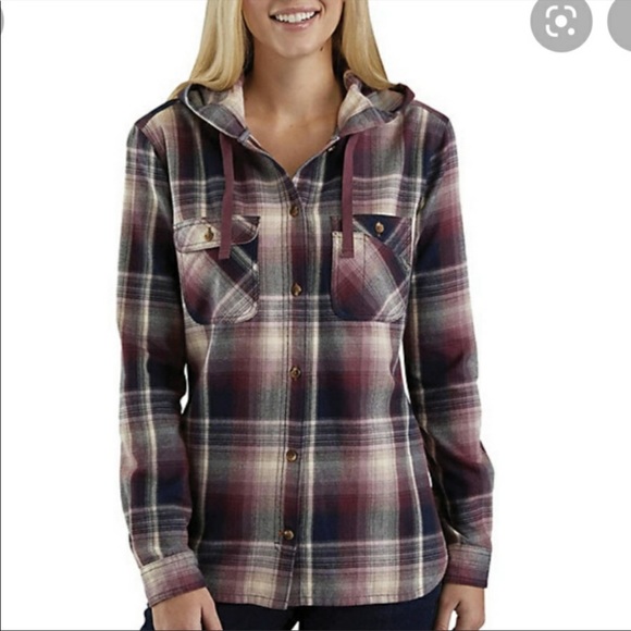 Carhartt Plaid Flannel Hoodie Shirt 